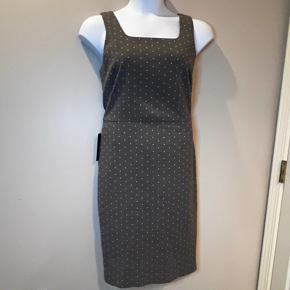 The Limited Gray Polka Dot Midi Dress